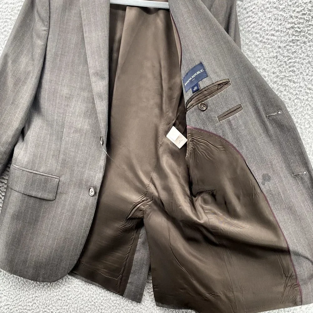 Banana Republic Blazer Mens 40R Brown Pinstripe Corpcore Bussiness Office Coat‎